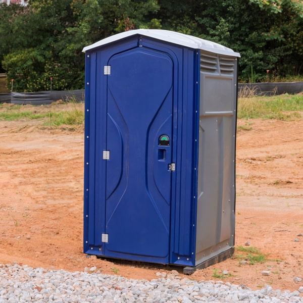 Row of outdoor portable toilets
